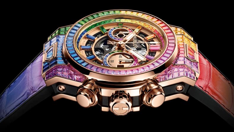 Hublot Big Bang Unico Full Baguette King Gold Rainbow Promo