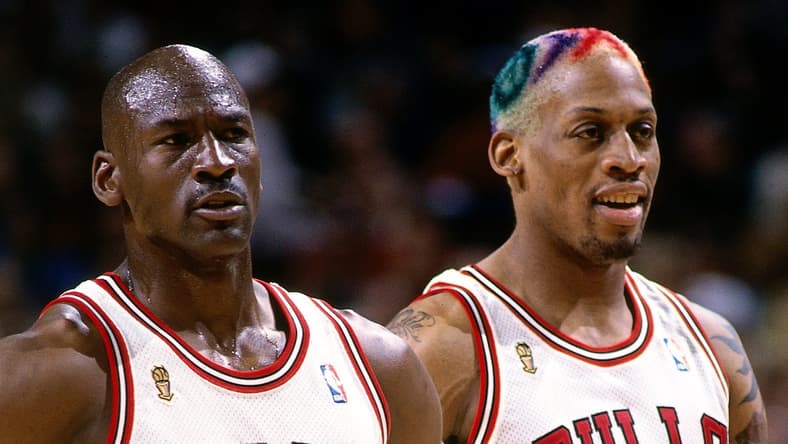 Michael Jordan and Dennis Rodman in the 1990s.
