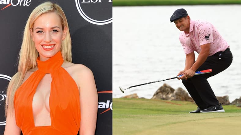 Left: Paige Spiranac Right: Bryson DeChambeau at the 2021 Arnold Palmer Invitational Tournament
