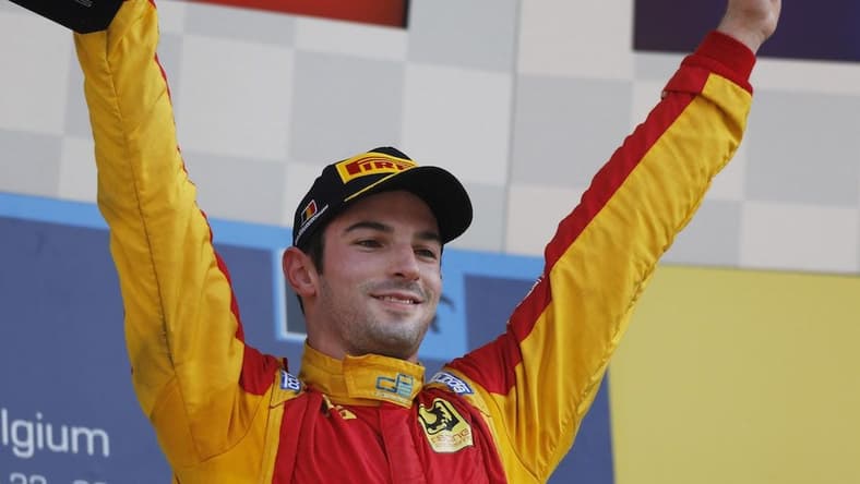 Alexander Rossi celebrates GP2 win