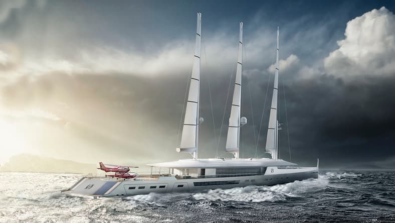 Project Norse is a sail-assisted hybrid-powered explorer yacht (Photo: Oliver Stacey Design & BMT Nigel Gee)