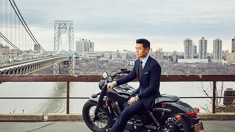 black lapel traveler suit