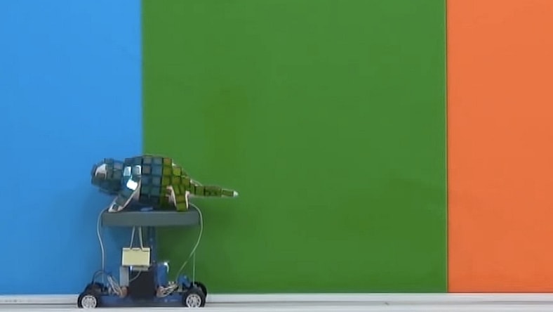 Chameleon robot dynamically changes color