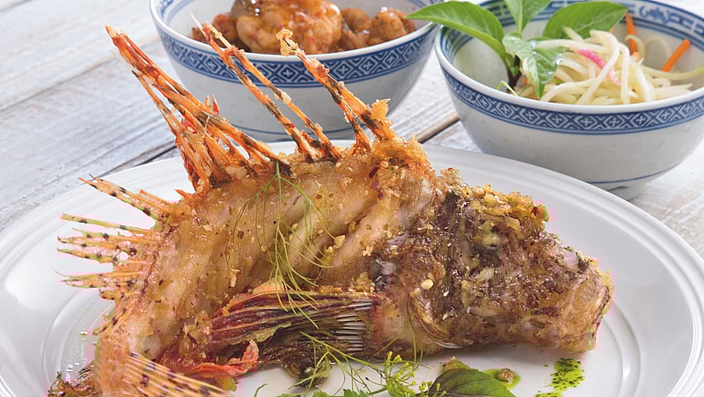 Crispy fried Lionfish "Deep End of Flavor" book