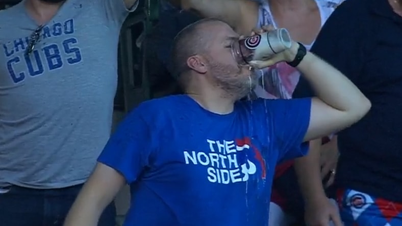 Cubs Fan Chugs Beer