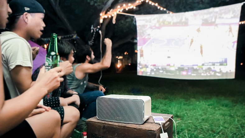 Flicks portable boombox projector