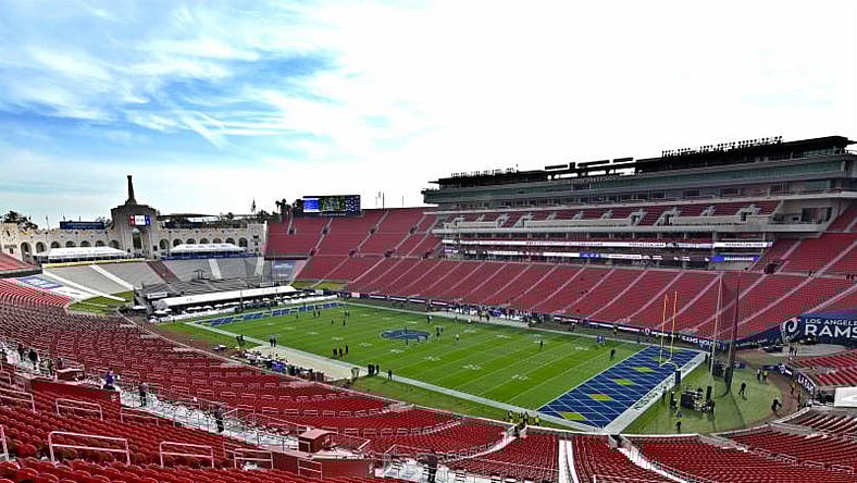 General view of the Los Angeles Memorial Coliseum for the game between the Arizona Cardinals and the Los Angeles Rams on December 29