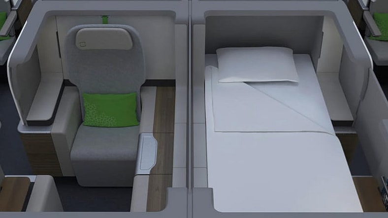 A lie-flat premium economy seat concept