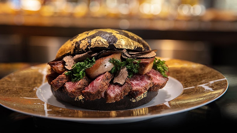H Bar Black and Gold burger