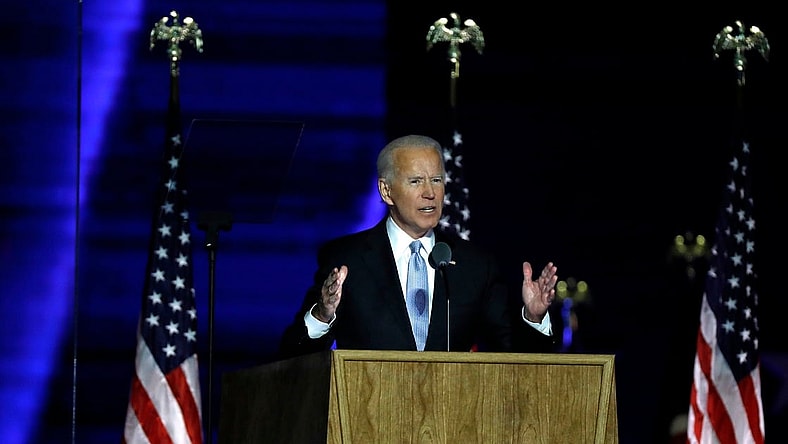 President-elect Joseph R. Biden Jr. giving his acceptance speech in Delaware.