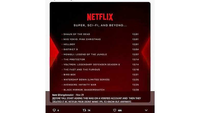 Netflix Schedule