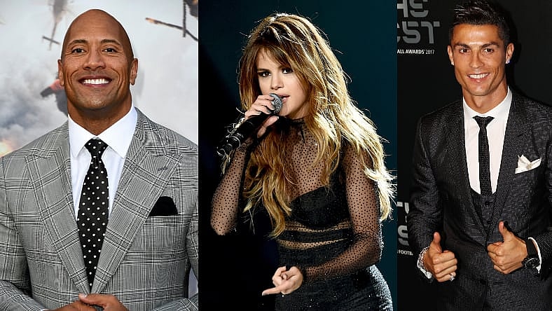 The Rock Selena Gomez and Cristiano Ronaldo