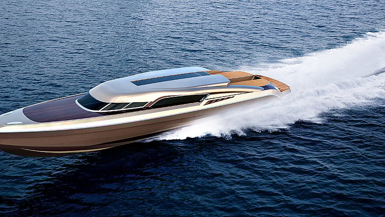 The Endeavour cruises at a blazing 50 knots (Photo: Federico Fiorentino Superyacht Design)