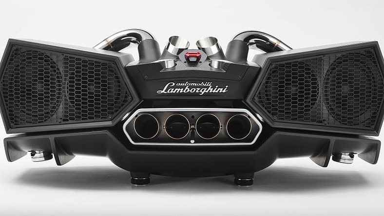 The Lambo-inspired EsaVox carbon fiber docking station speaker (Photo: iXoost)