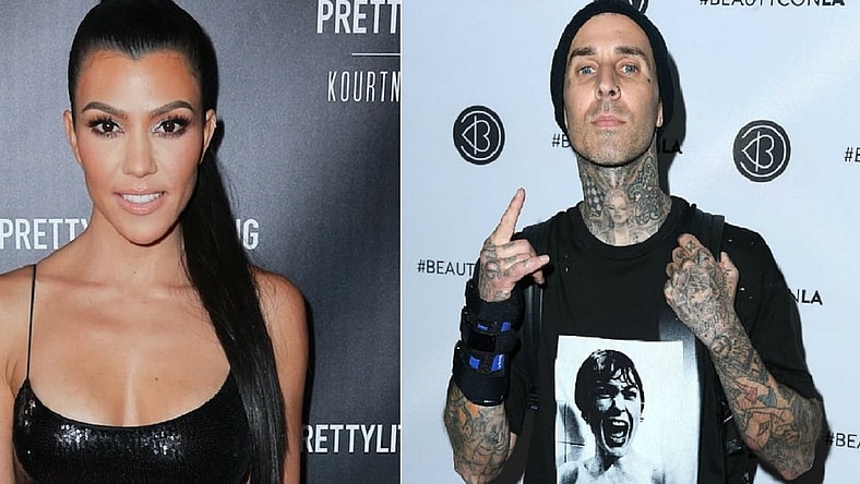 Left: Kourtney Kardashian Right: Travis Barker