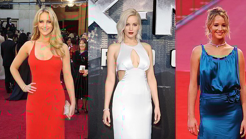 Jennifer Lawrence at various premieres in red
