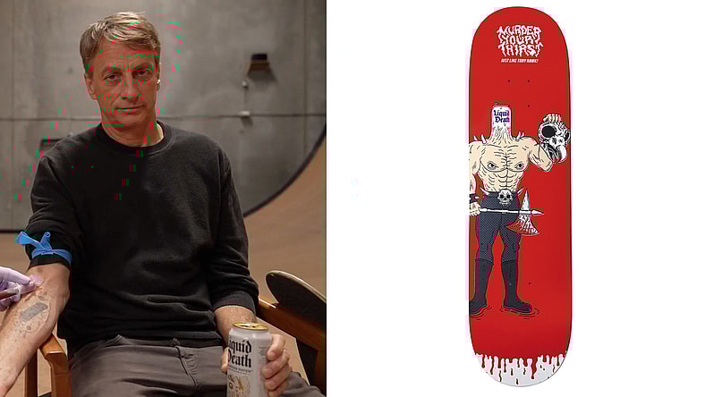 Tony Hawk x Liquid Death Promo