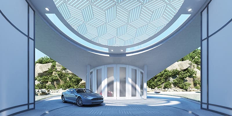Schopfer Associates Sting Ray Floating Home - carport.jpg A stylish, naturally lit carport (Photo: Schopfer Associates)