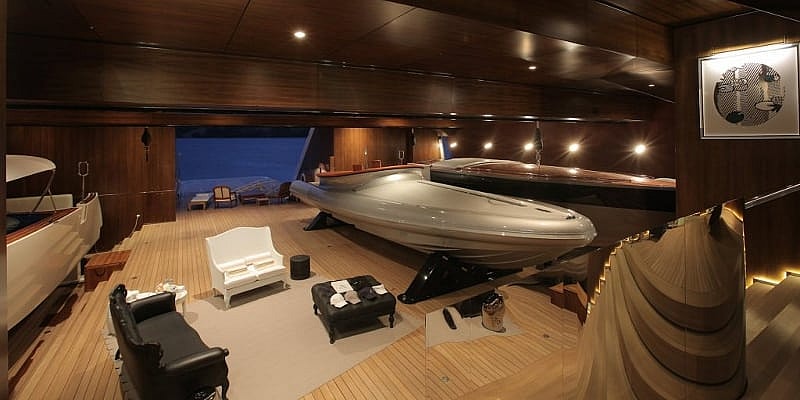 Motor Yacht A - garage.jpg Not a bad little garage (Photo: y.co)