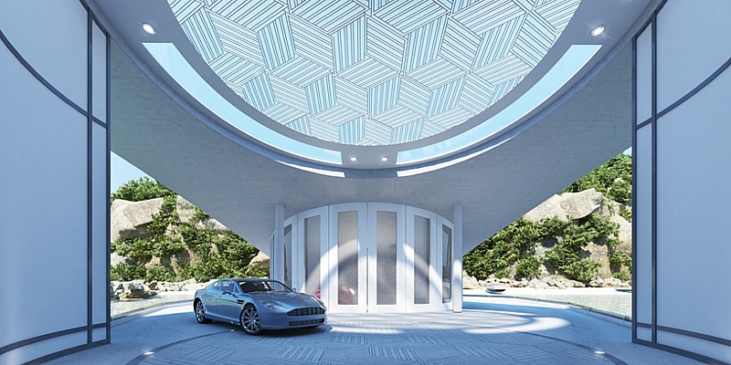 Schopfer Associates Sting Ray Floating Home - carport.jpg A stylish, naturally lit carport (Photo: Schopfer Associates)