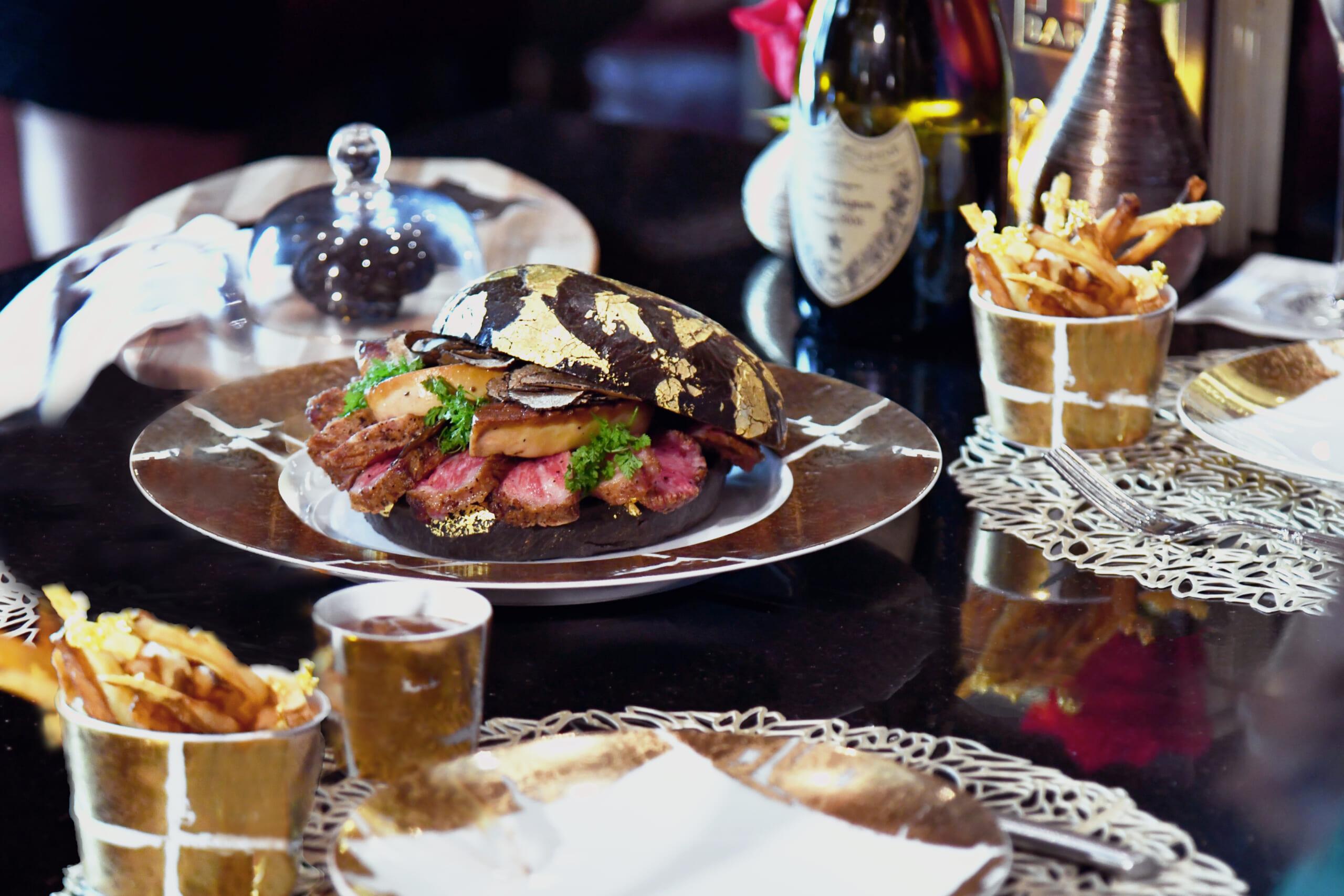 h bar black gold burger w: fries