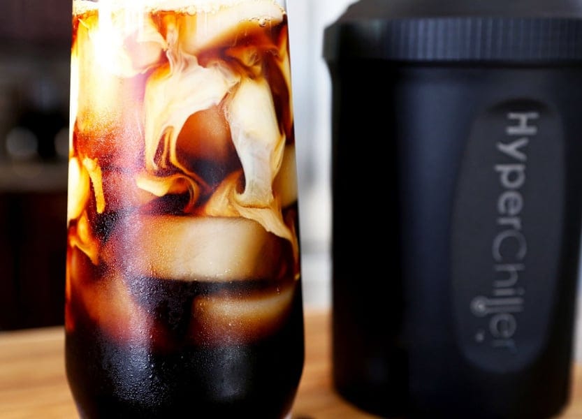 Cools your coffee 130 degrees in one minute