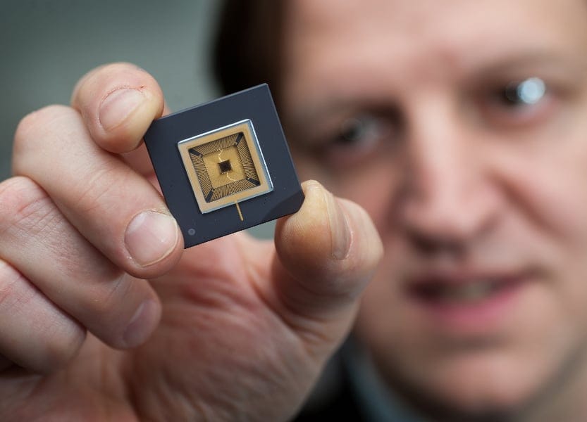 Professor Harald Haas shows off LiFi technology