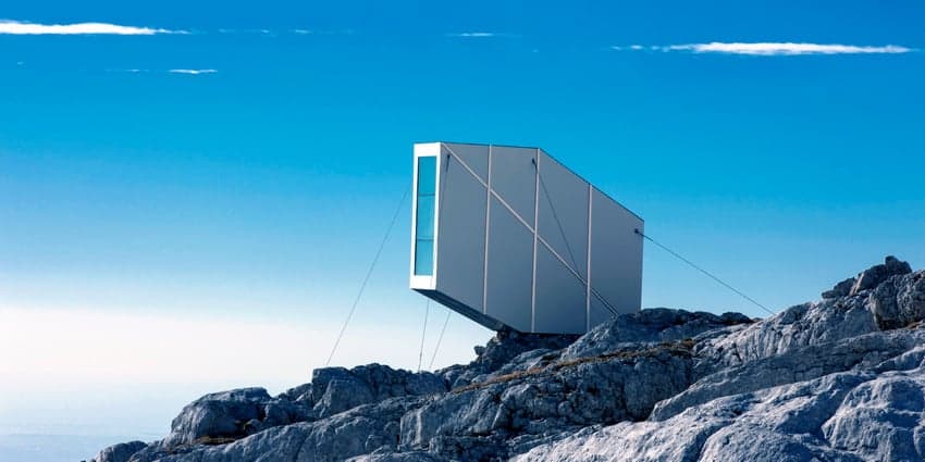 OFIS Arhitekti Mount Kanin winter cabin.JPG A 100 sq ft cabin perched atop Mount Kanin (Photo: OFIS Arhitekti)