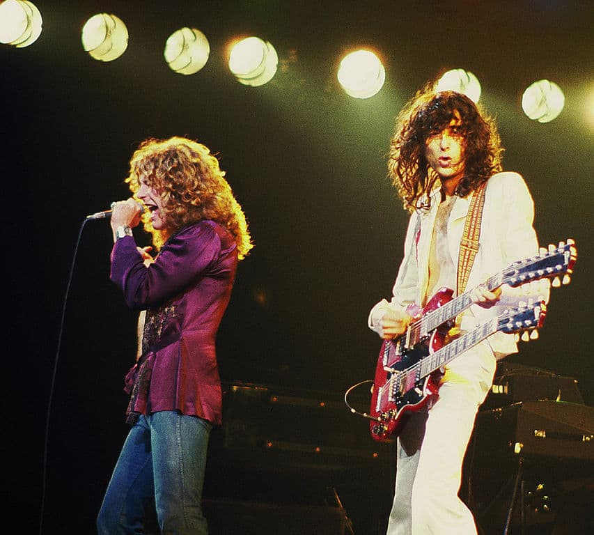 jimmy-page-robert-plant.jpg Plant and Page in concert. (Photo: Jim Summaria/Wikimedia)