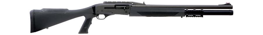 An extended magazine tube and fully adjustable rifle sights