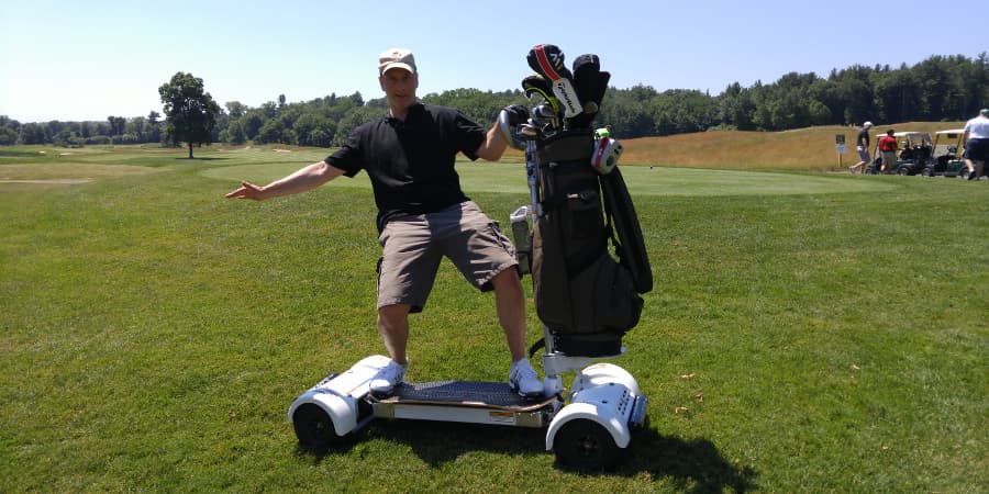 Golfboard - riding at The Ranch.jpg Me riding the GolfBoard at The Ranch in Southwick, Mass. (Photo: Scott Tharler)
