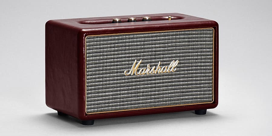 Marshall Headphones Acton Oxblood bluetooth speaker - angle.jpg Sound and style beyond its size (Photo: Zound Industries)