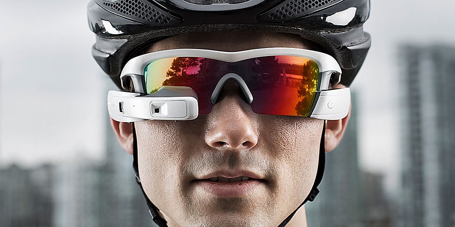 Sunglasses with a heads-up display, for active outdoorsy types (Photo: The Sharper Image)