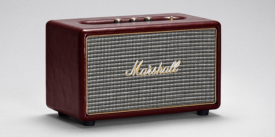 Marshall Headphones Acton Oxblood bluetooth speaker - angle.jpg Sound and style beyond its size (Photo: Zound Industries)