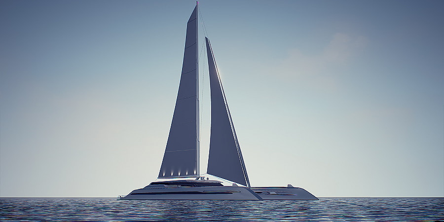 Rene Gabrielli eco-friendly luxury catamaran concept - sails.jpg Majestically telescoping (and retracting) sails (Photo: René Gabrielli)
