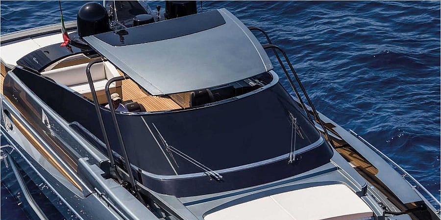 Riva Yachts 76-foot Bahamas - convertible exterior.jpg It comes complete with a convertible sun visor (Photo: Ferretti Group)
