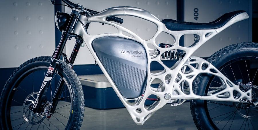 AP Works 3D Printed Light Rider Motorcycle - main.jpg The 3D-printed Light Rider motorcycle (Photo: Airbus APWorks)