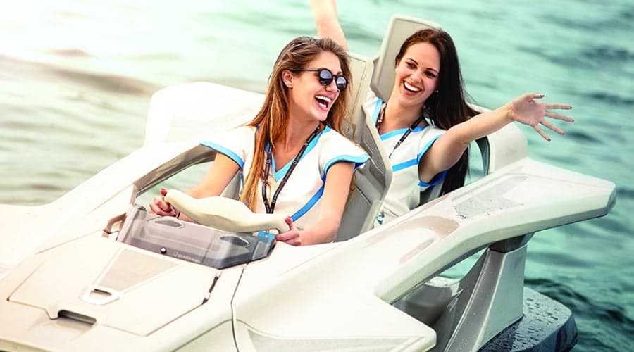 Quadrofoil personal watercraft - two women.jpg It's offered in two models, the Q2A and Q2S