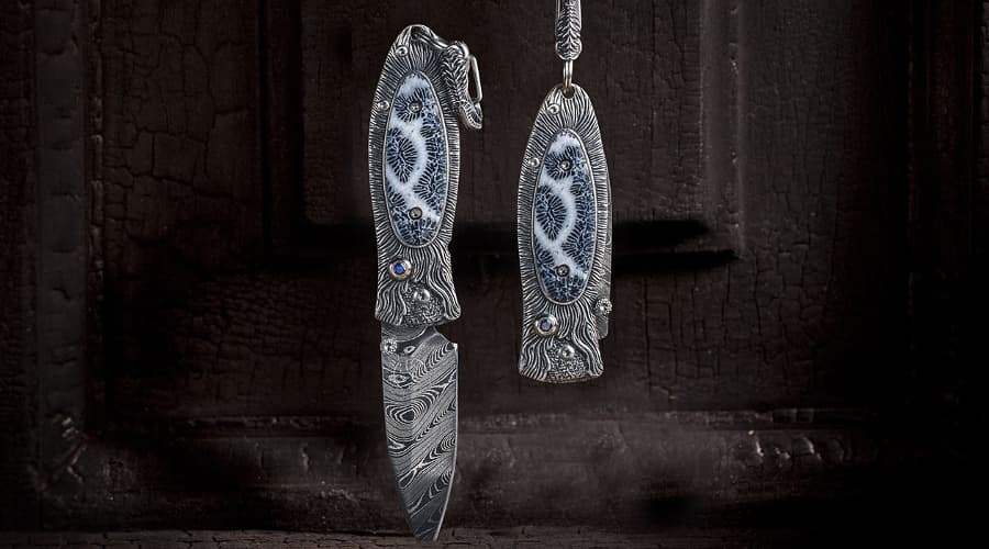 William Henry Knives - Morpheus Reef.jpg The Morpheus Reef inlays 100,000-year old fossil coral (Photo: William Henry)