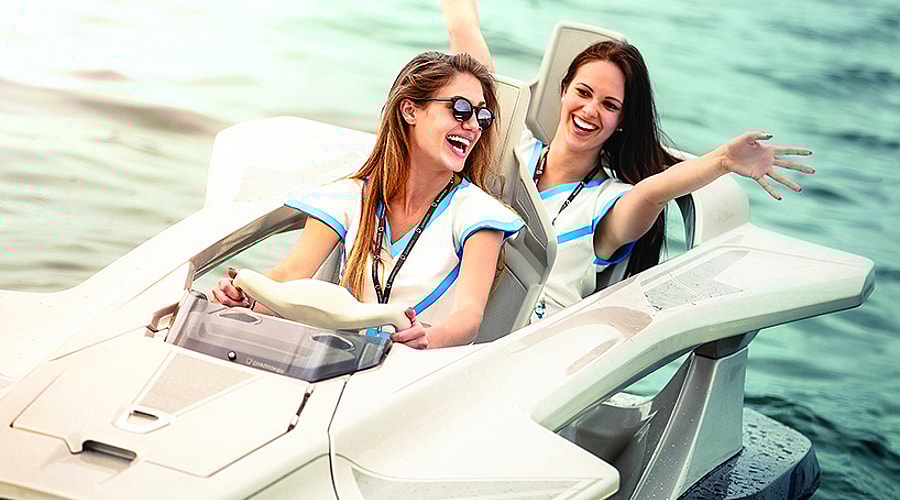 Quadrofoil personal watercraft - two women.jpg It's offered in two models, the Q2A and Q2S