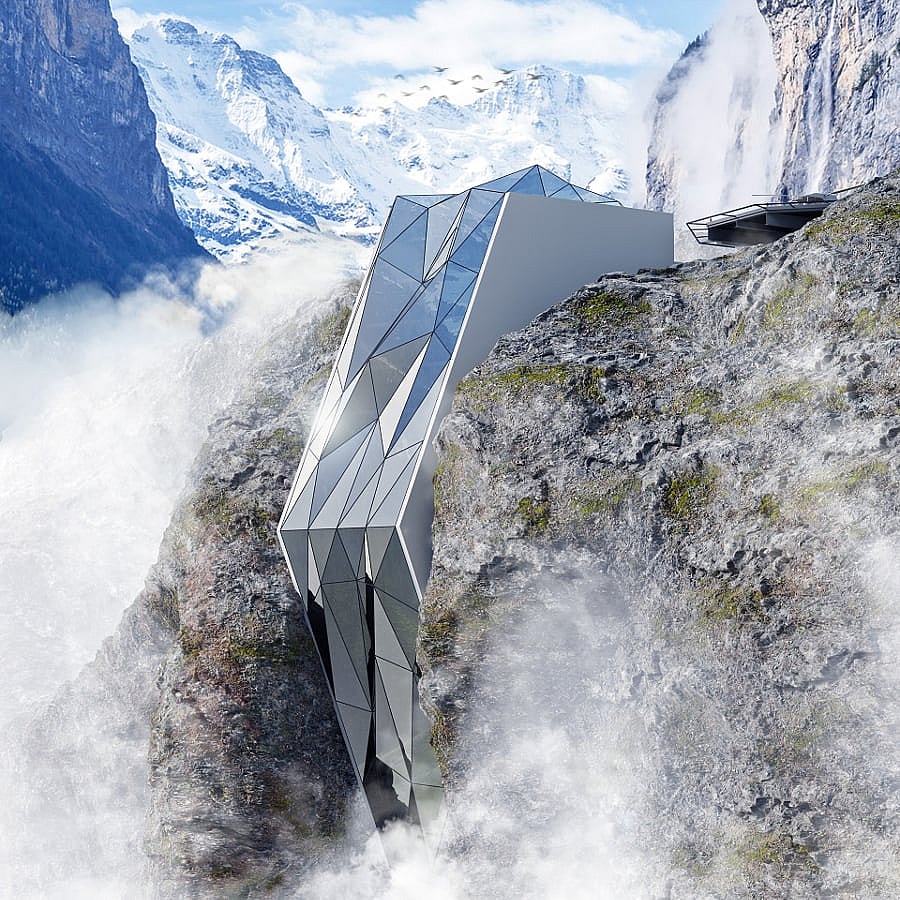 Cliffside Hotel in Alps.jpg It doesn't get much more remote than this