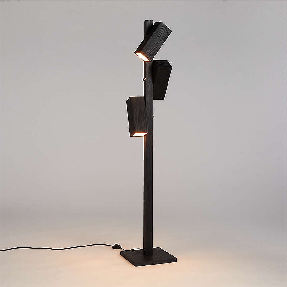 Shinola Utility Black Wood Tree Floor Lamp