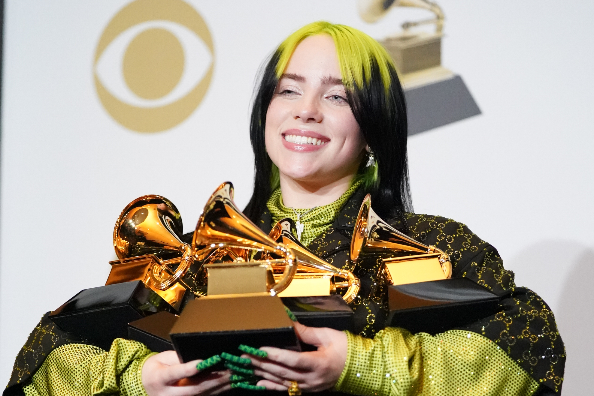 Billie Eilish with Grammys