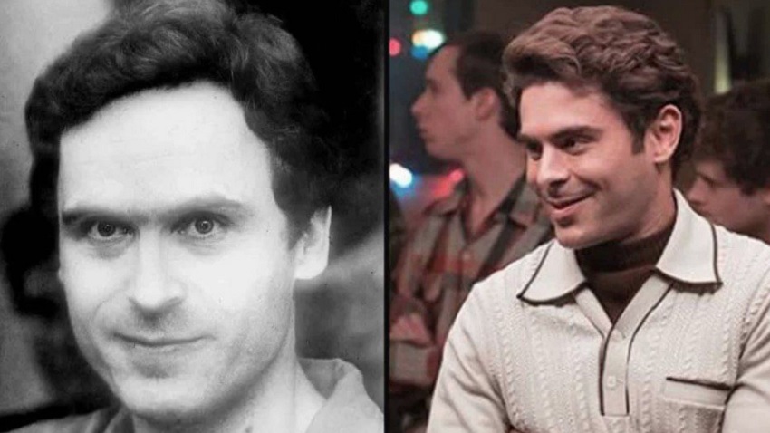 Ted Bundy and Zac Efron as Bundy