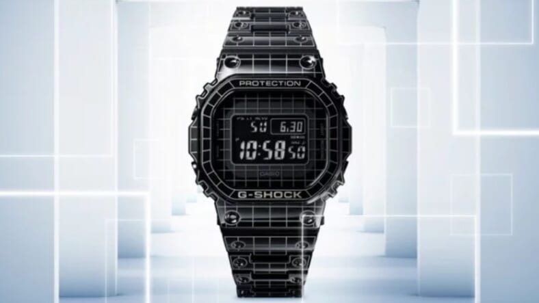 Casio's new G-Shock with a laser-etched grid design.
