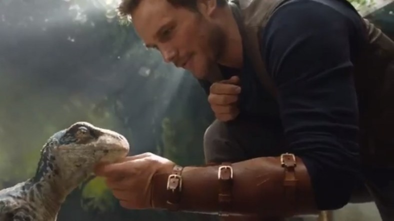 Chris Pratt and a baby dino