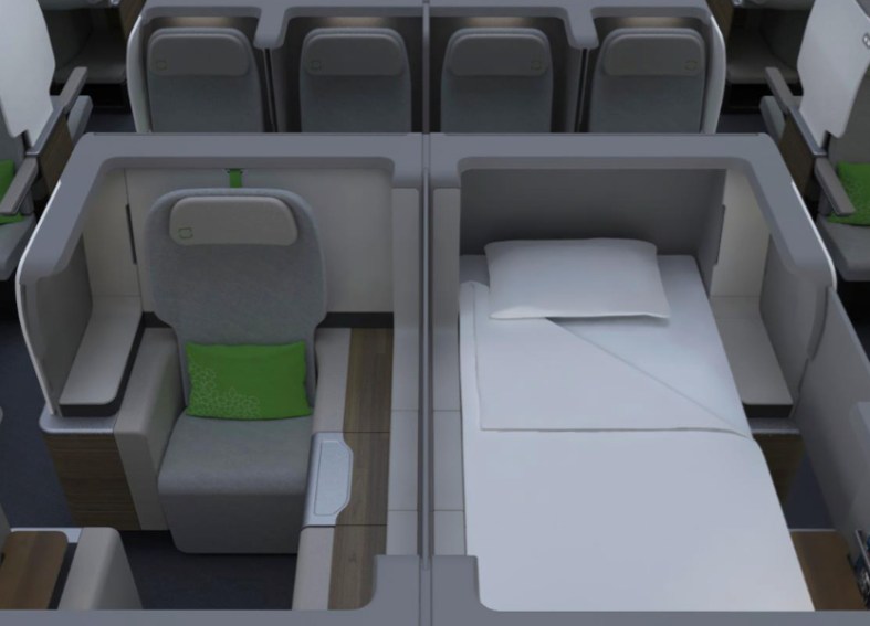 A lie-flat premium economy seat concept