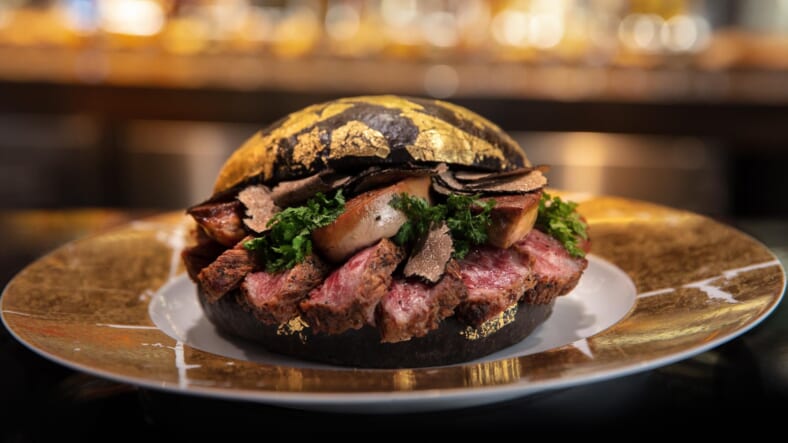 H Bar Black and Gold burger
