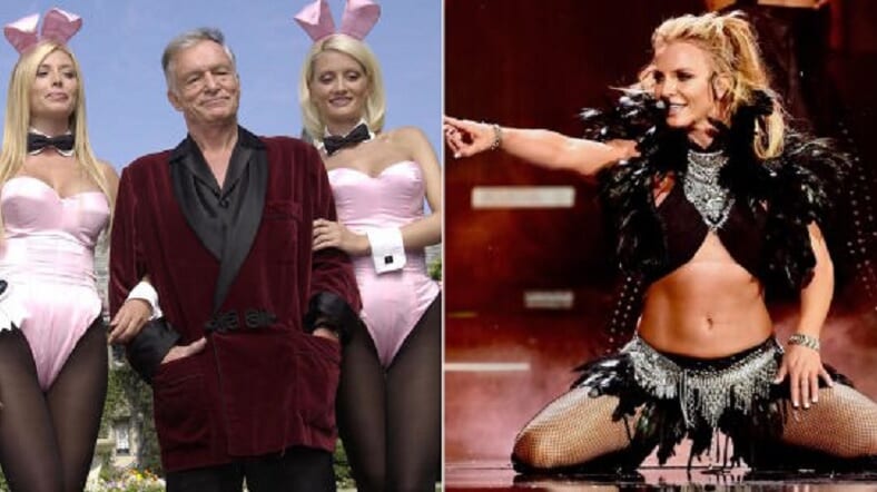 Hugh Hefner with Bunnies; Britney Spears