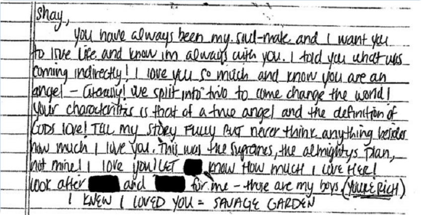 Aaron Hernandez's suicide note
